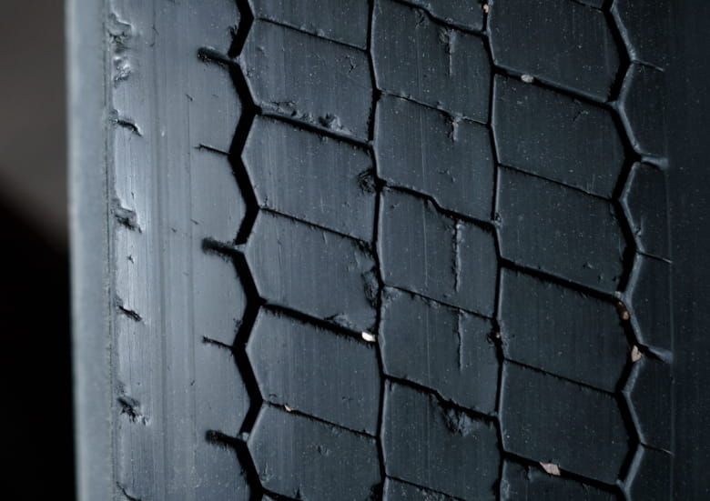 Worn down tire treads