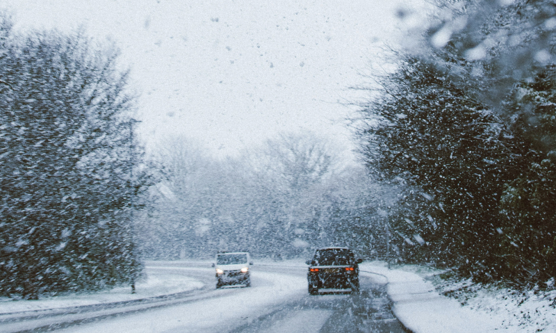 Heavy snow winter road